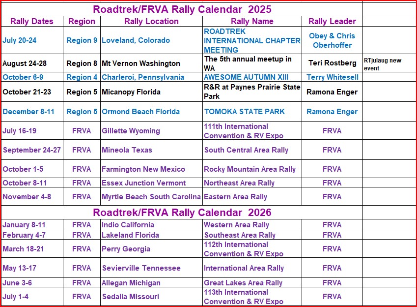 FRVA Rally Calendar July 1